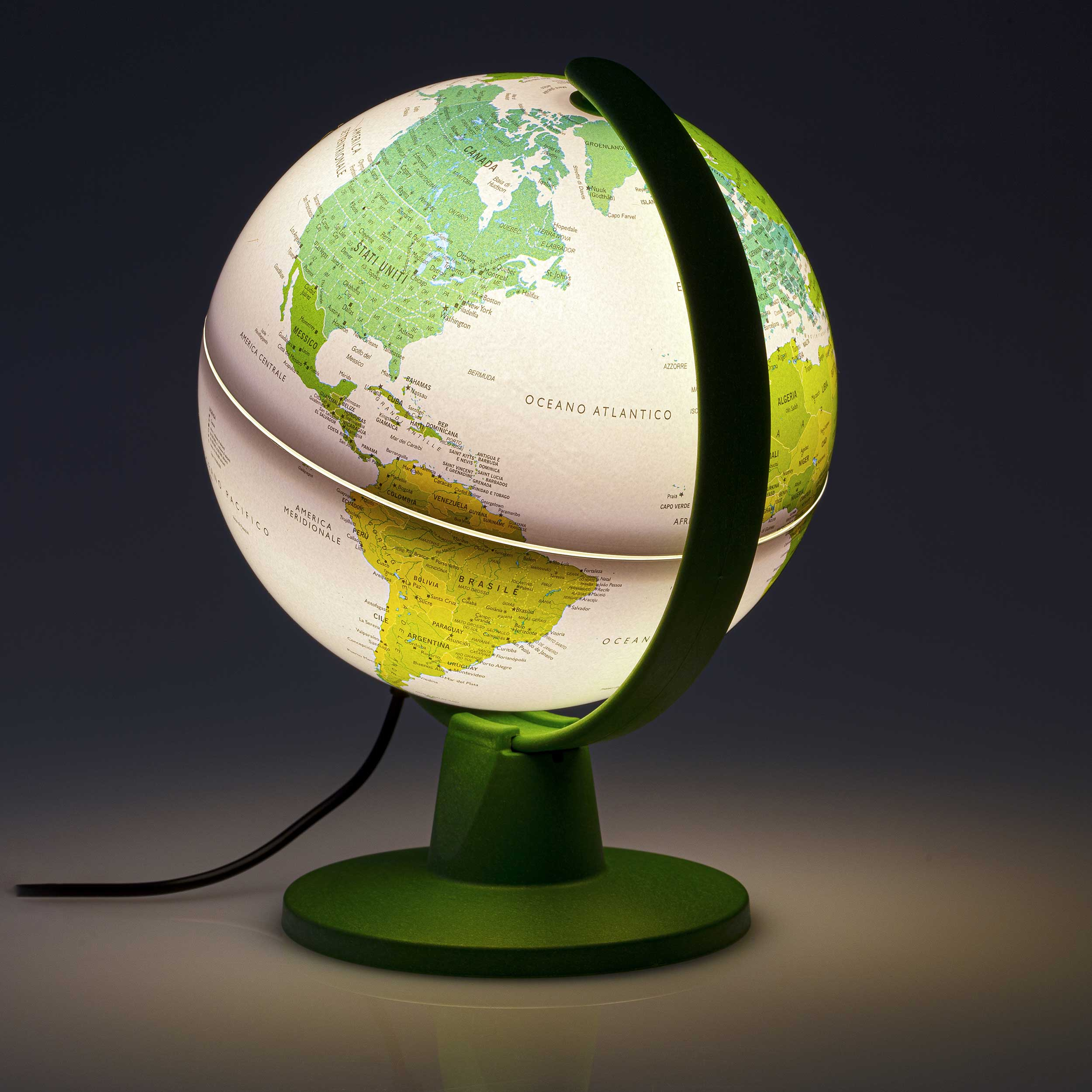 Beleuchteter Miniglobus - grün 16 cm