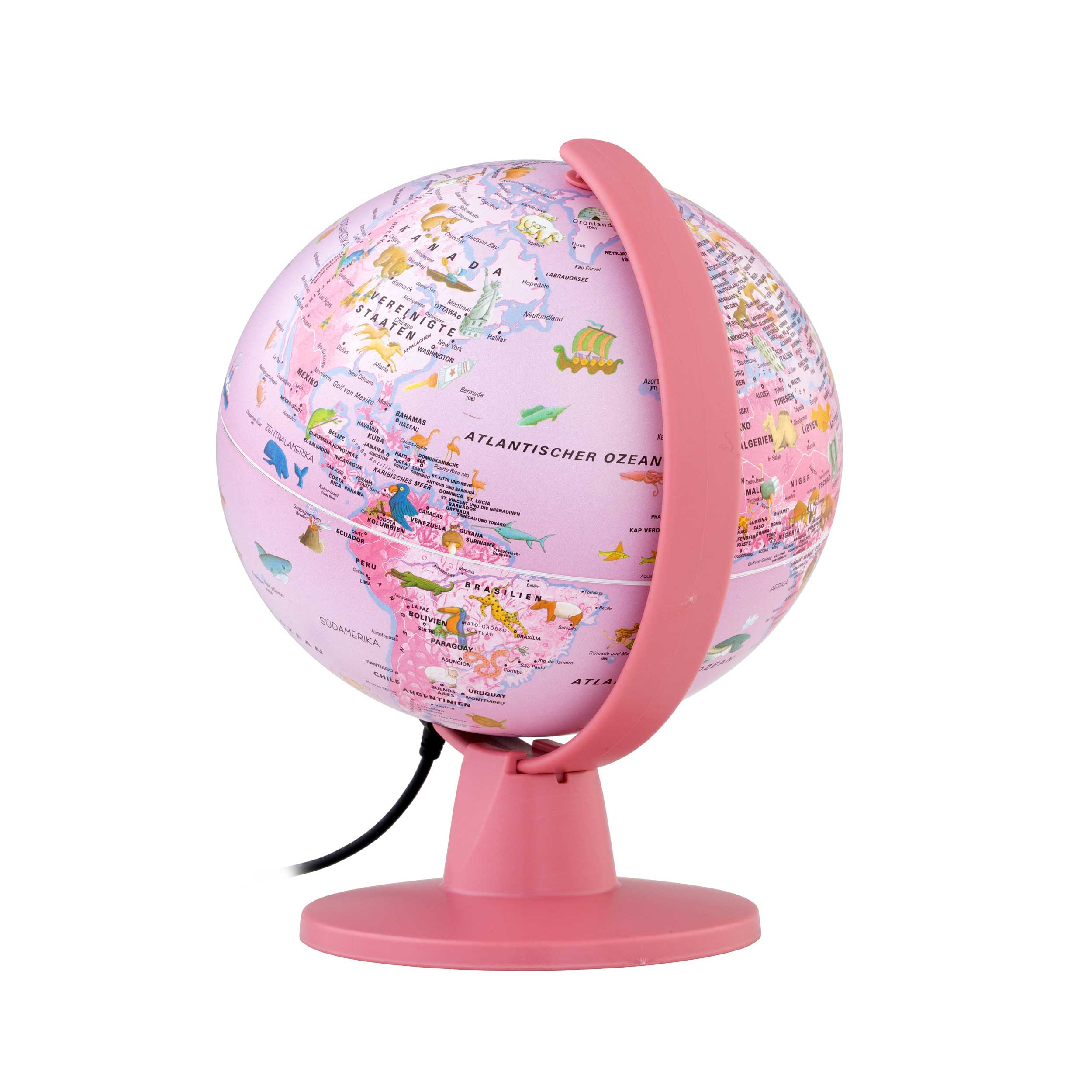 Beleuchteter Miniglobus - pinkfarbend 16 cm